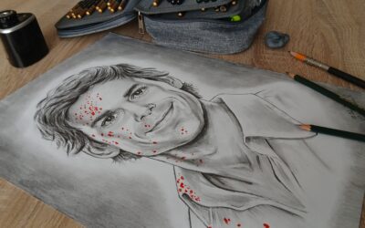 Dexter Morgan – portret ołówkiem z czerwienią